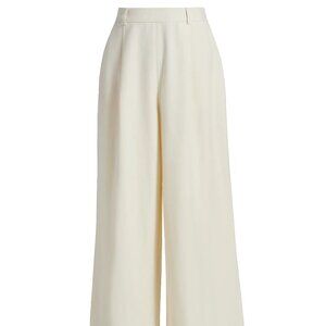 NWT $425 Toccin Hailey Pleated Wide-Leg High-Waisted Trouser Pants Bone 2 MODERN